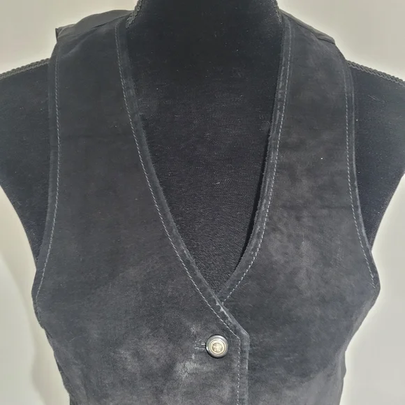 B.B. Dakota Leatherwear Women's Vintage Suede Button Down Vest Black Western - Picture 4 of 10